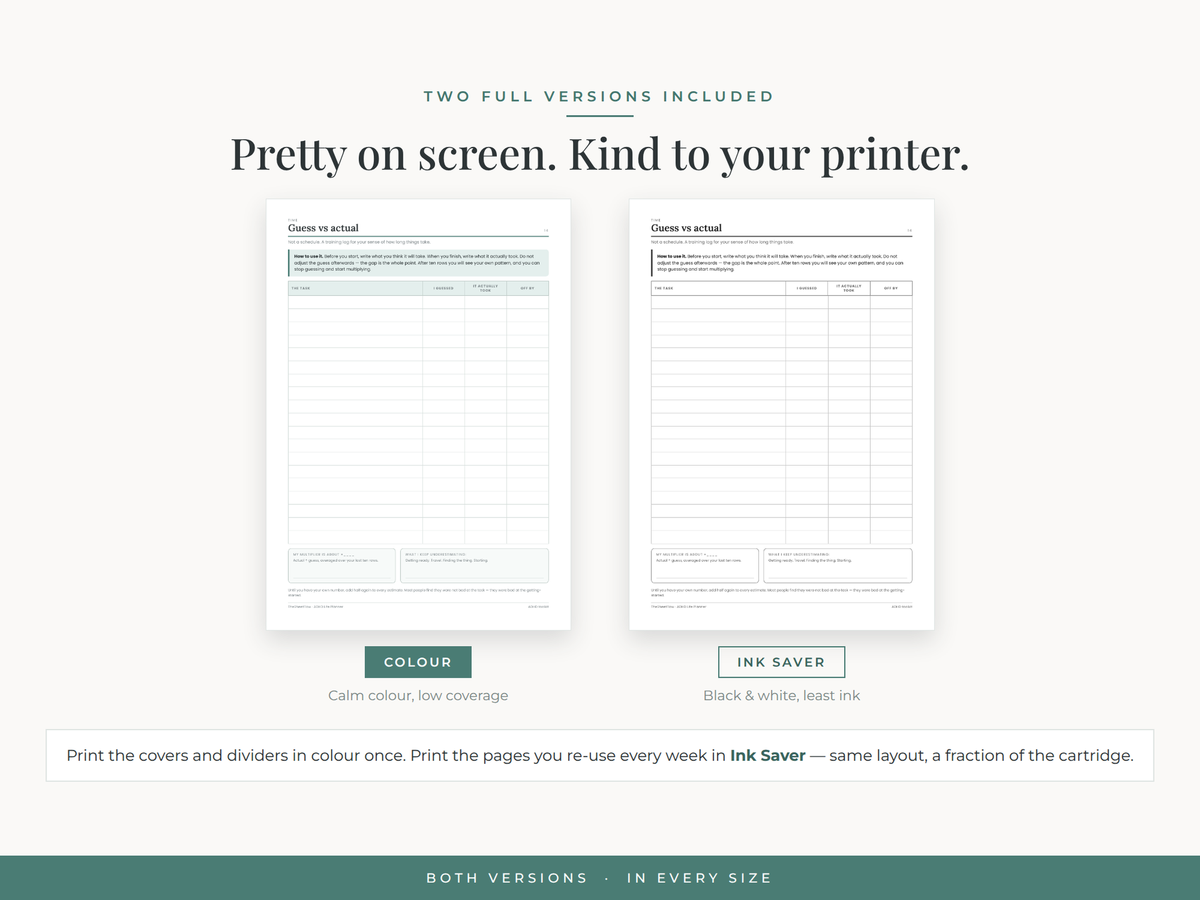 Colour and ink saver versions of all 110 pages