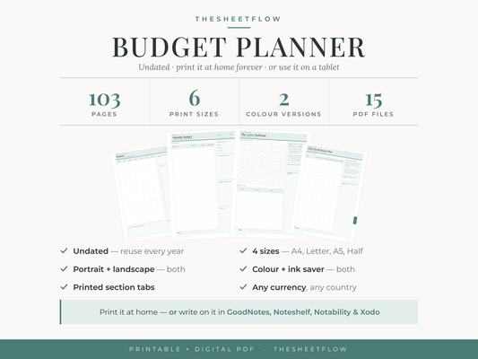 Budget Planner Printable — undated 103-page budget planner PDF