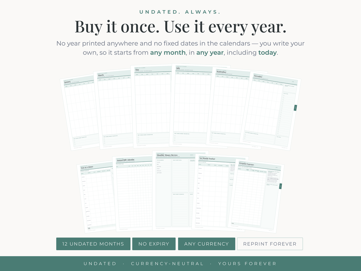 Undated pages — no year and no fixed dates, reprint every January