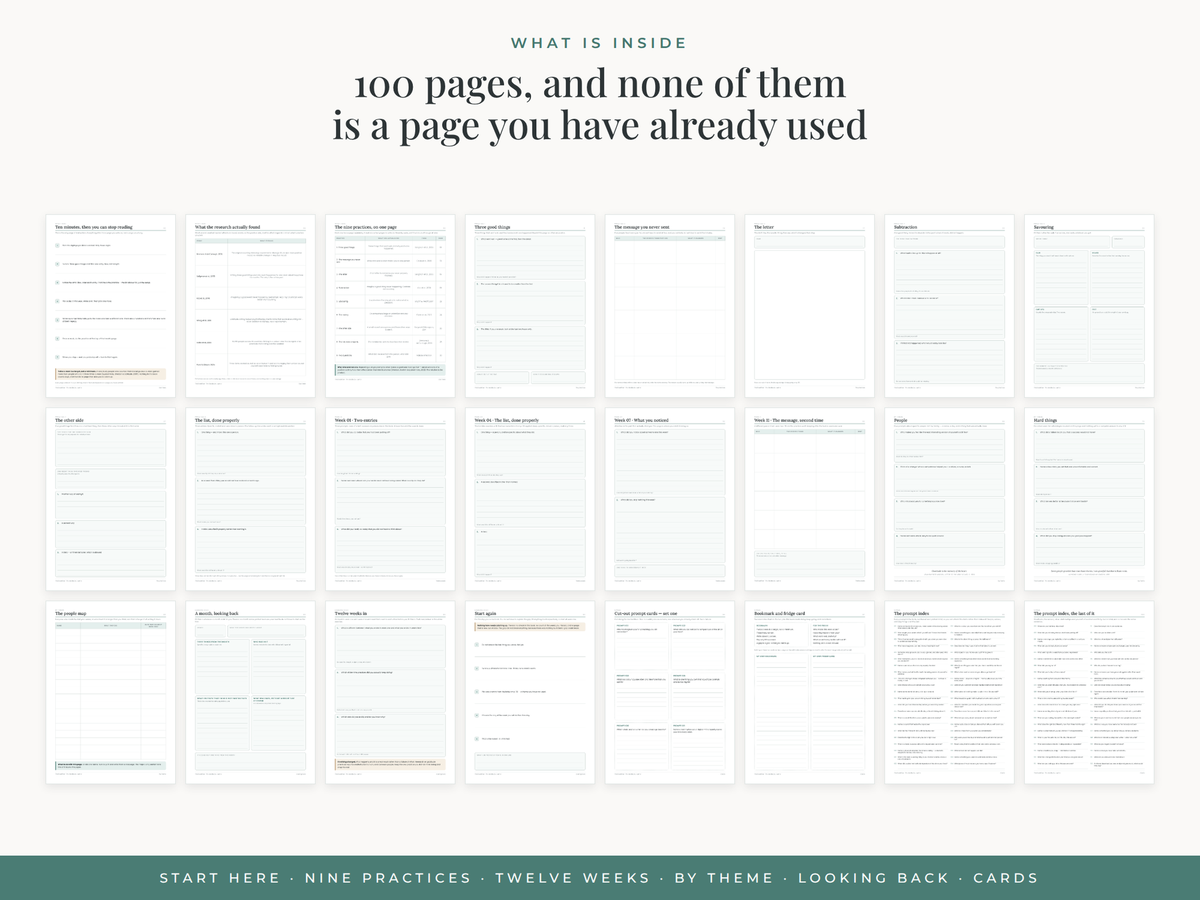 What is inside — 100 pages in five parts