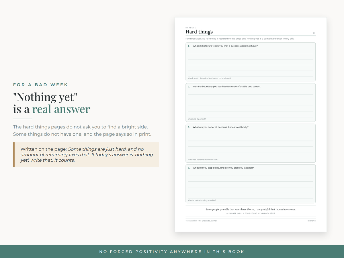 Hard-things pages that never ask you to find a bright side