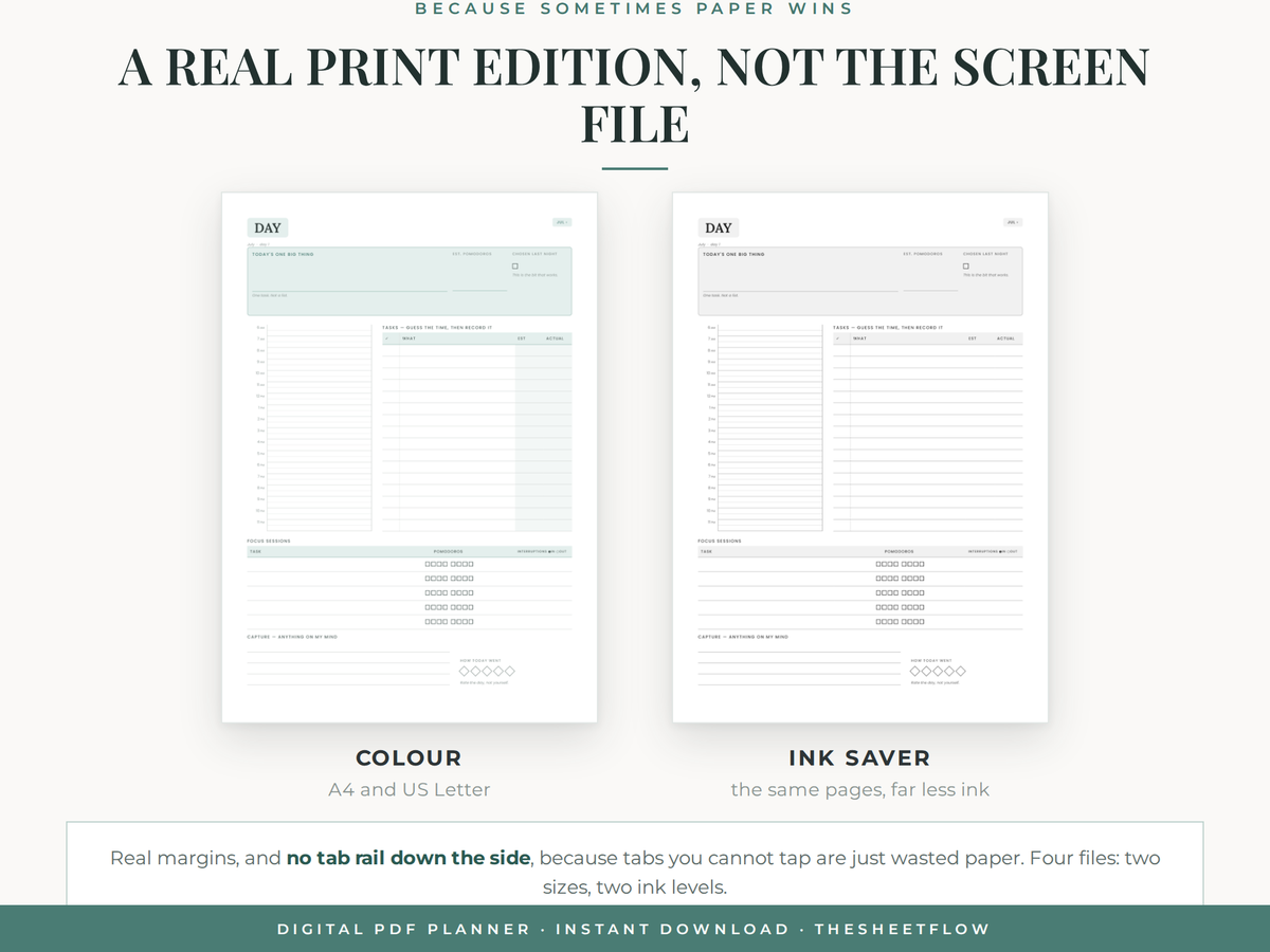 Print edition — A4 and US Letter, colour and ink saver